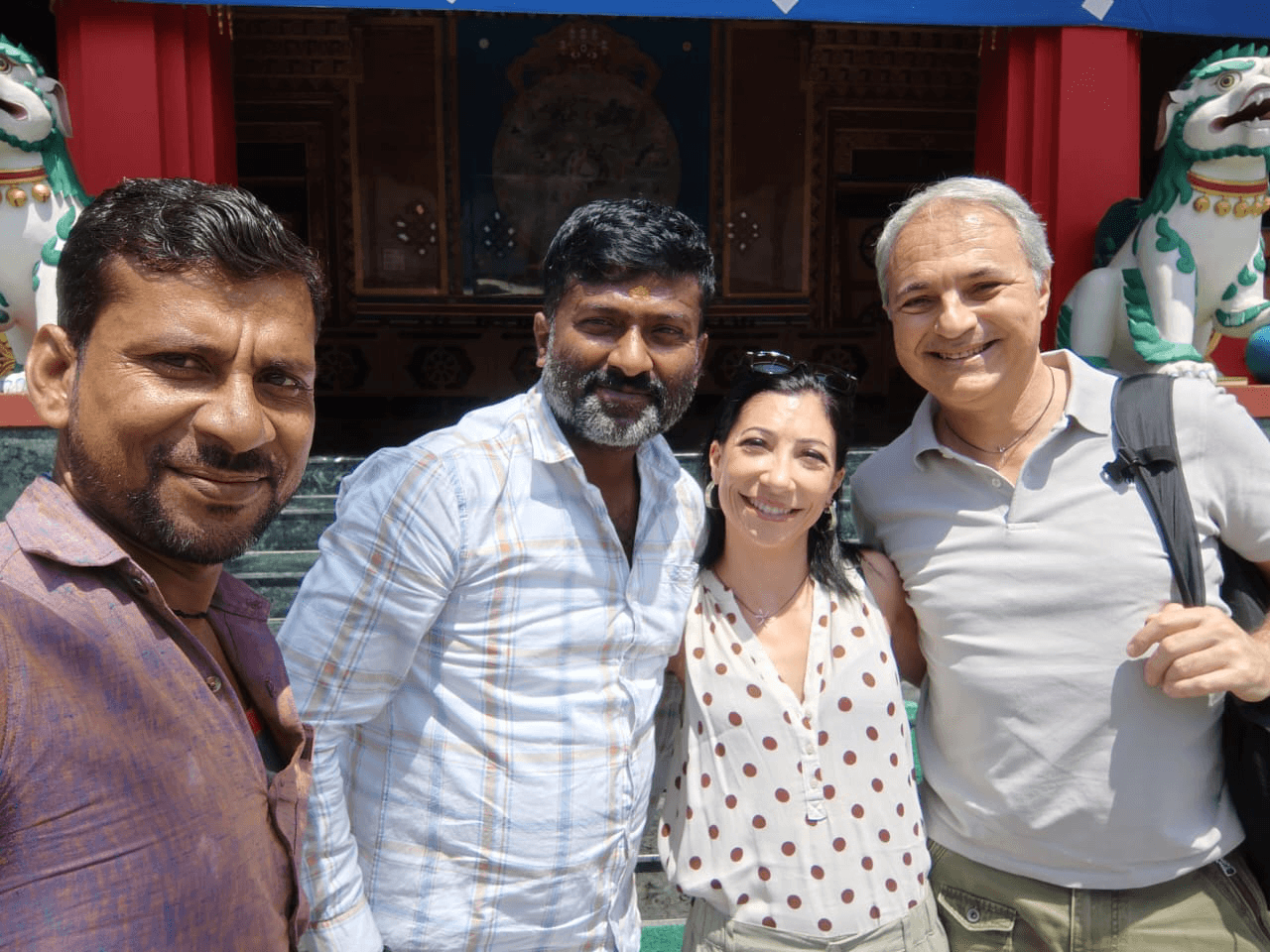 Group of international tourists with guide