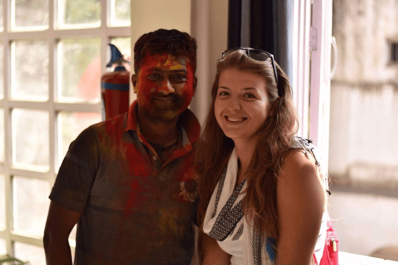Travelers enjoying evening in Varanasi